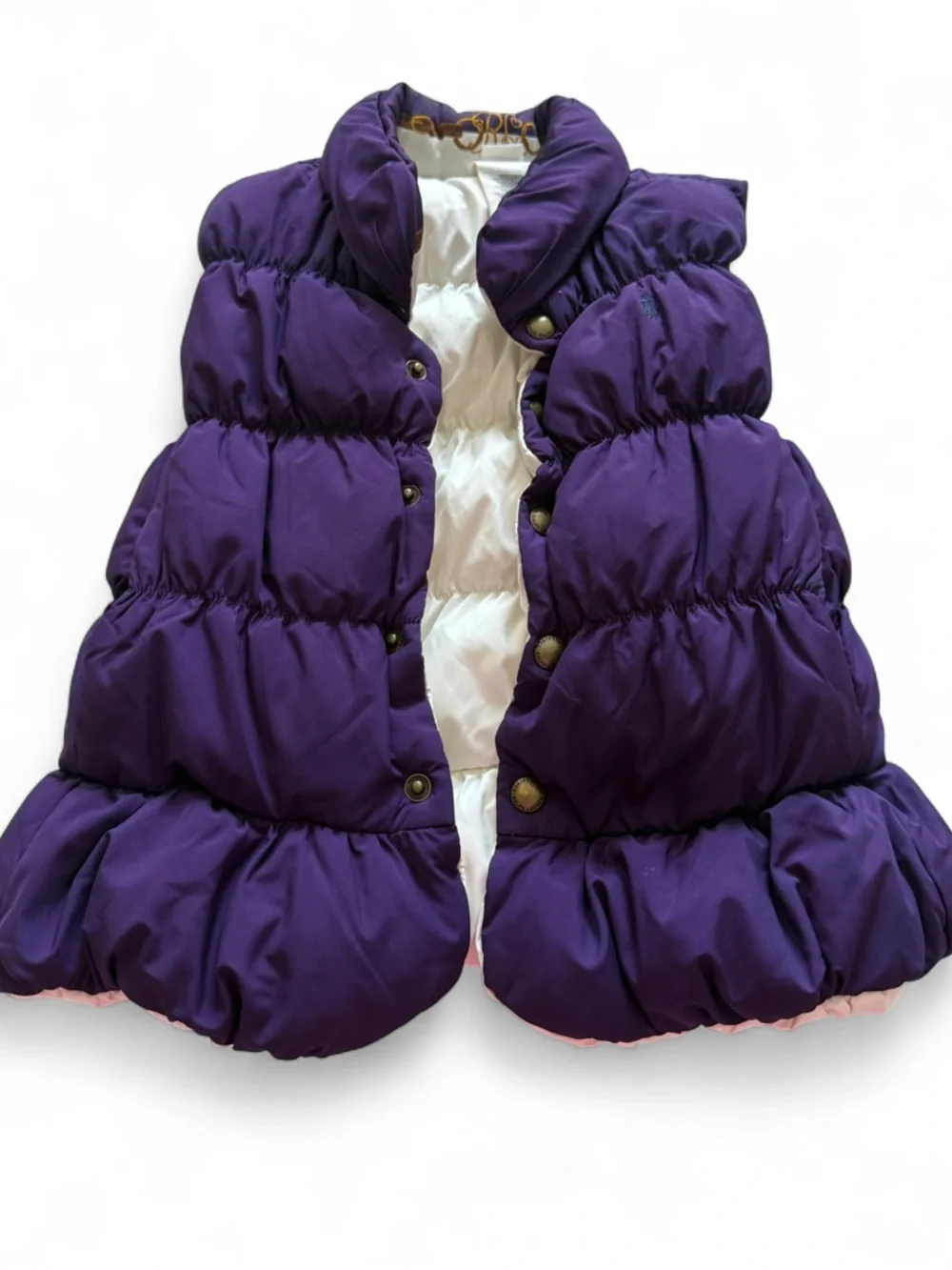 Ralph Lauren Girls Puffy Purple Quilted Vest - Sleeveless Winter Layer